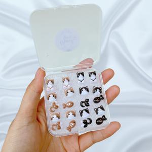 TEMU 20pcs 인격형 고양이 테마 귀걸이 레진 소재 하이퍼알러지성 플라스틱 귀걸이 포스트 경량 미니 디자인 작업 및 학습 착용 선물 고양이 팬 여성 귀걸이/남성 귀걸이