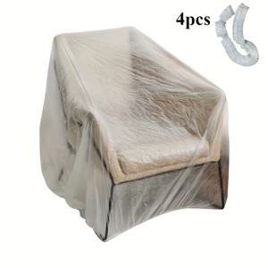 TEMU 4개입 일회용 가구 먼지 커버 - 조절 가능한 핏, 탄력 있는 밀폐형, 세탁 가능 & 내구성 플라스틱 소재 - 소파, 테이블, 스툴 보호용, 먼지·털·얼룩 방지, 클래식 디자인, 신축성 커버