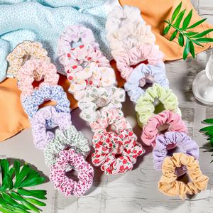 TEMU 20pcs/세트의 초여름 과일, 레몬, 딸기, 사과 패턴 헤어 스런치가 일상, 휴일 및 해변에 적합합니다.