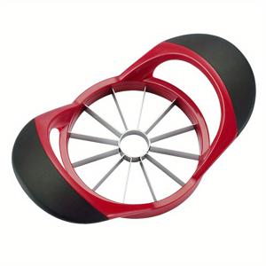 TEMU 1pc 스테인레스 스틸 12 블레이드 과일 슬라이서, 대형 크기 인체공학적 미끄럼 방지 손잡이, 녹방 및 청소 용이, 사과, 오렌지, 바나나를 위한 수동 주방 도구 - 식품 안전 플라스틱, 전기 필요 없음, 과일 슬라이서