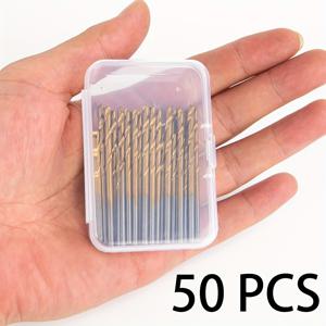 TEMU 100개 국가에 적용 가능한 티타늄 코팅 고속강 드릴 비트 세트, 직선 스파이럴 및 원형 샤프트 드릴 비트, 목재·금속·플라스틱용 내구성 강철 소재 다중 사이즈, 가족 선물용