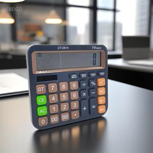 TEMU 14자리 데스크탑 계산기: 태양광/배터리 전원, 대형 디스플레이 & 큰 키, 사무실 및 회계용 (배터리 미포함)