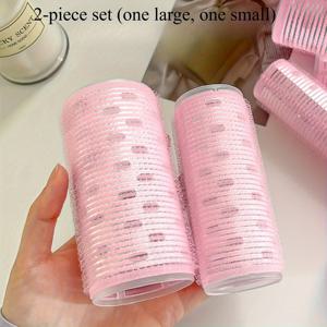 TEMU 2팩 프렌치 스타일 자가 접착 볼륨 헤어 롤러 - 앞머리 & 뿌리 리프트용, 클립 필요 없음, 모든 머리 타입에 적합한 열활성 볼륨 컬러, 홈 스타일링 쉬움, 텍스처 그립 컬러