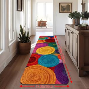 TEMU 1개 컬러풀 두꺼운 라인 스월 패턴 유럽 스타일 러너 매트, 미끄럼 방지 욕실 매트, 침대 옆 및 소파용 카펫, 주방 바닥 매트, 세탁기 사용 가능 실내 장식 카페트, 욕실, 욕조 공간, 복도, 발코니, 침실, 현관, 야외 공간에 적합한 홈 에스테틱 졸업 시즌 선물