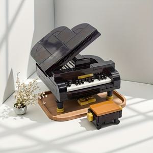 TEMU 미니 피아노 조립 모델, 장식용 선물, 정교한 PVC 소재 피아노 피규어, 홈 오피스 피아노 스태츄