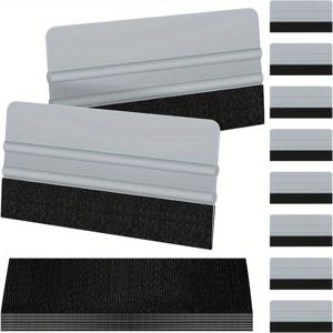 TEMU 10개 비닐 랩 스퀴지 6인치 펠트 엣지 창문 필름 틴트 데칼 적용기 스크레이퍼 벽지 매끄럽게 하는 도구와 10개의 검은색 펠트 패브릭
