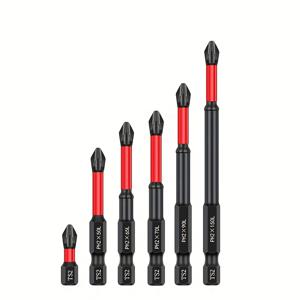 TEMU 6개입 자석 미끄럼 방지 드릴 비트 세트, S2 강철용, 1/4인치 샹크, 크로스 임팩트 드릴 비트, 전기 및 수동 드라이버용