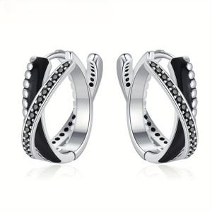 TEMU 여성을 위한 블랙 합성 지르콘리아 액센트, 니켈 프리 코퍼 플레이트, 올 시즌 데일리 웨어 보석, 빈티지 이어링을 특징으로 하는 빈티지 영감을 받은 기하학적 곡선형 호이퍼 귀걸이