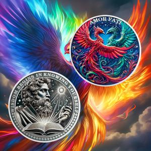 TEMU 피닉스 각성 코인 - 변신과 자기 발견의 상징, 생동감 넘치는 피닉스와 고대 지혜 디자인의 양면 아트워크, 중독 극복을 위한 영감 주는 문구, 개인 성장과 재생, 수집가용 예술품, 피닉스 쥬얼리