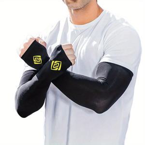 TEMU 남녀용 파이몬 테이바트 벤티 칠드 암 슬리브 - 고스트레치, 통기성이 좋은 폴리에스테르, 금색 액센트가 있는 검정색 - 스포츠, 사이클링, 낚시, 달리기 및 야외 활동에 완벽한, 사이클링 장비, 세련된 게임 액세서리, 고스트레치 소재