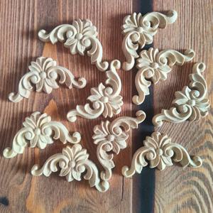 TEMU 10개 단일 나무 조각 인레이드 오른쪽 각도 스티커 홈 장식, 미완성 페인트, 5cm/1.96인치 캐비닛에 적합 - 문 창 - 가구 스티커 장식 - DIY 장식 - 장식 오리발