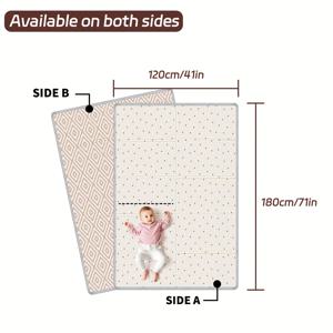 TEMU 양면 접이식 방수 아기 놀이 매트, 미끄럼방지 실내외용 유아 크롤링 매트, 캠핑 여행 간편 보관 및 세척 가능
