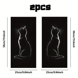 TEMU 2pcs 우아한 고양이 라이트 카 스티커 - 방수, 자체 접착 B- trụ 데칼, 고광택 마감, 차량 도어 및 창문에 이상적, 고양이 팬 선물|현대 고양이 디자인|쉽게 설치할 수 있는 스티커, 고양이