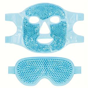 TEMU 1개 핫 앤 콜드 젤 페이스 마스크 및 1개 핫 앤 콜드 젤 아이 마스크 콤보 세트, PVC 젤 비즈 재사용 가능한 핫 앤 콜드 얼굴 마스크와 눈 가리개. 크리스마스, 추수감사절, 아버지의 날 선물로 완벽합니다