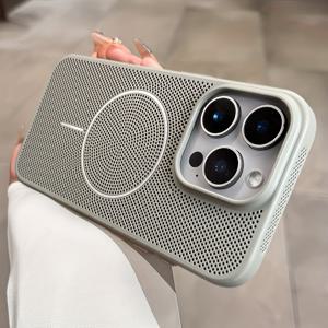 TEMU 아이폰 12 13 프로 맥스 플러스 마그네틱 무선 충전용 고급 초박형 통기성 열 방출 쿨링 폰 케이스