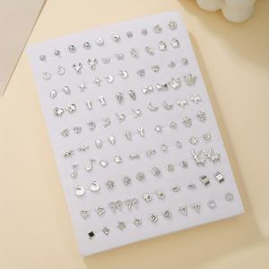 TEMU 100pcs 세트의 아름다운 및 소형 개 번개 비행기 꽃 심장 리본 체리 등 요소 귀 스터드 귀걸이 스ूट 여성 캐주얼 착용 및 휴일 선물 , 친구에게 적합합니다