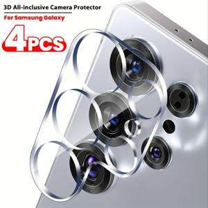TEMU 갤럭시 S25 울트라 에지 S24 S23 FE S22 S21 S20 울트라 플러스 FE 노트 20 울트라 10 플러스용 4팩 카메라 렌즈 보호기, 울트라 HD 강화 유리 및 9H 방지 스크래치 백 카메라 스크린 보호 필름, 케이스 친화적