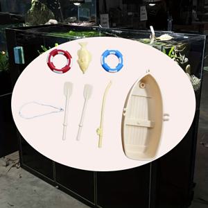 TEMU 7피스 수족관 장식 세트, 미니어처 모형 보트 + 플로팅 링 + 낚시보트, 물놀이 모델 키트, 어항 조경 액세서리, DIY 선물 (수조 가꾸기 애호가를 위한)