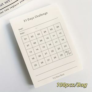 TEMU 100개입/봉지 31일 챌린지 목표 추적 시트 - 색상 코딩 생산성 플래너, 날짜 및 시간 & 작업 열 포함, 학생 및 전문가용 미니 휴대용 노트북, 개학 준비 필수품, 일일 사무실 필수품, 구조화된 레이아웃, 튼튼한 제작, 주간 계획서, 재택근무|캘린더