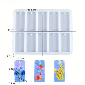 TEMU 10개 구멍 실리콘 레진 캐스팅 몰드 - 키체인, 팔찌, 귀걸이용 사각형 DIY 보석 만들기 몰드 - 꽃과 나비 디자인으로 손수 만든 창의적인 공예 도구, 보석 만들기용 실리콘 몰드, 키체인 액세서리, 생동감 있는 색상, 다용도 공예 도구