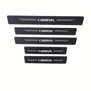 TEMU For KIA CARNIVAL용 탄소 섬유 도어 스틸 보호대 - 스크래치 가드 트림, 트렁크 및 출입구에 적합, 로고 디자인의 내구성 있는 검은 보호 테이프, 차량 내부 보호, 세련된 질감 디자인, 고품질 접착제