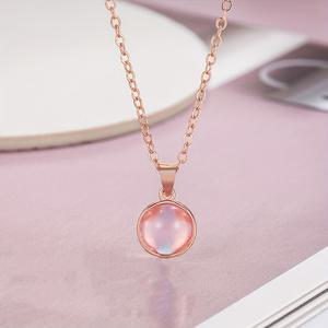 TEMU 여성을 위한 우아한 로즈 골든 라운드 펜던트 목걸이 - 세련되고 클래식한 디자인, 일상적인 착용 또는 선물로 적합, 커피 프레임에 스파크링 핑크 인조 보석이 장착된 여성용 목걸이