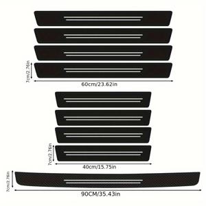 TEMU 9개 세트 PU 가죽 차량 도어 실 보호대 - 2가지 화이트 라인 디자인, 스크래치 방지 & 미끄럼 방지 도어 스윗셔드 및 웰컴 매트, 차량 보호용