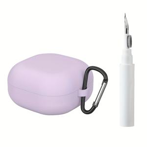 TEMU 갤럭시 버즈 Live/Pro 2세대용 유니버설 2pcs 세트, 귀여운 이어폰 커버 + 청소 키트 – 충전기 구멍과 메쉬 커버의 먼지와 때를 제거하는 휴대용 브러시가 포함된 부드러운 보호 케이스. 금속 후크형 분실방지 끈 포함