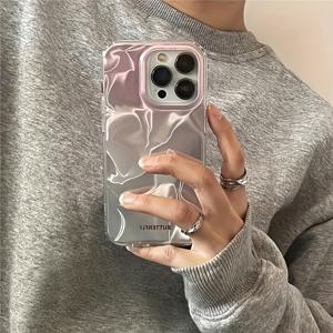 TEMU 아이폰 11/12/13/14/15/16, 아이폰 16/15/14/13/12/11 프로 맥스, XS/XR/X/7/8 호환 TPU 투명 화이트 혼합 컬러 그라데이션 물결 무늬 핑크 폰 케이스