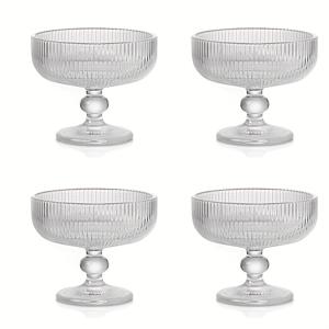 TEMU 유리 그릇 세트 4/8개, 투명 파르페 컵, 선데이·과일·샐러드·칵테일용 발받침 디저트 컵