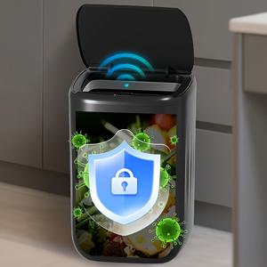 TEMU 6.08 갤런 블랙 스마트 - 욕실, 주방 및 기숙사용 자동 , 식품 안전 재료 포함, 세련된 현대적인 디자인, 폐기물 처리에 이상적, 욕실|음식물쓰레기통