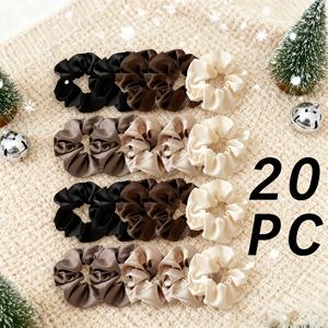 TEMU 20개 새틴 대형 리본 머리끈 | 고급스럽고 우아하며, 데일리 출퇴근 및 데이트에 이상적, 크리스마스 및 추수감사절 선물로 완벽