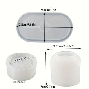 TEMU 3개 DIY 드립 몰드 세트: 타원형 트레이, 격자 무늬 석고 캔들 홀더, 아로마테라피 보관용 왁스 컵 및 로프 캔들을 위한 불규칙 메쉬 실리콘 몰드