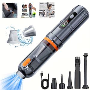 TEMU 휴대용 진공 청소기 및 무선 휴대용 자동차 진공 청소기, 16000Pa 초강력 흡입, 세척 가능한 필터 카트리지를 장착, 자동차, 쓰레기, 먼지 청소에 적합