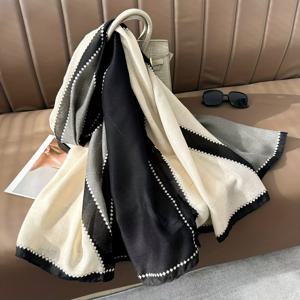 TEMU 가을/겨울 V-패턴 따뜻한 스카프 - 숄, V-패턴 블랙, 화이트, 그레이 컬러 스킴, 다용도 따뜻한 스카프