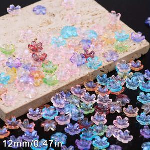 TEMU 200개 12mm 컬러풀 글리터 투명 벚꽃 유리 스페이서 비즈 & 다양한 비즈 세트, DIY 팔찌, 목걸이, 귀걸이, 헤어 액세서리 및 의류 장식용