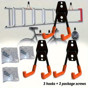 TEMU 헤비 듀티 차고 벽걸이 - 산업용 강철 구조, 공간 절약형 벽걸이 정리대 (차고, 작업실, 가정용) - 사전 구멍 뚫림으로 쉬운 설치, 도구, 자전거, 사다리, 가드닝 장비 보관 가능 - 차고, 지하실, 아파트에 이상적, 세련된 금속 디자인, 튼튼한 후크 설계