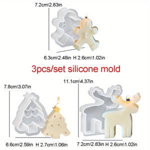 TEMU 3개 크리스마스 향기 양초 제작 키트 - 3개 실리콘 몰드 세트 (징거브레드, 사슴 & 나무 디자인), 겨울 공예, 수제 파티 장식, 크리스마스 양초 제작 용품에 적합
