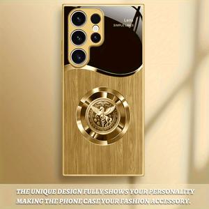 TEMU 스타일리시 골든 호스 패턴 강화 유리 휴대폰 케이스 - 갤럭시 S20/S20+/S20 FE/S20 울트라/S21 5G/S21 FE 5G/S21 울트라 5G/S22 5G/S22+ 5G/S22 울트라 5G/S23/S23 울트라/S24/플러스/S24 울트라/S24 FE/S25/플러스/S25 울트라/S10, 사계절 완벽한 선물