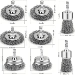 TEMU 드릴 비트용 4/8팩 전문 스틸 와이어 브러시 - 육각 샹크가 있는 탄소강 컵 브러시, 녹 제거 및 광택 처리, 내구성 있는 금속 구조의 드릴링 도구, 정밀 드릴링 및 금속 가공에 이상적, 튼튼한 툴 디자인, 고품질 와이어 브러시, 드릴 액세서리