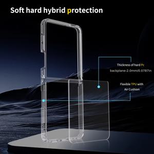 TEMU 삼성 갤럭시 Z 플립 7, 6, 5, 4, 3에 적합한 슬림 하드 PC 투명 폰 케이스, 플립 커버, 5G 충격 방지 디자인 및 비즈니스 스타일