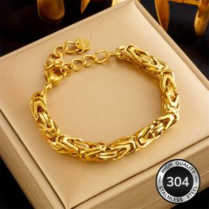 TEMU 헤비듀티 304 스테인리스 스틸 브레이슬릿 - 두꺼운 체인 레이어드 주얼리, 남녀공용 액세서리, 일상 및 공식 행사용, 생일·기념일 선물, 다목적 힙합 스타일 모던 주얼리, 튼튼한 구조, 강렬한 디자인