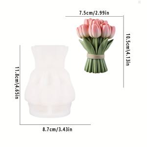 TEMU 1개 로맨틱 튤립 부케 캔들 실리콘 몰드 - 현실적인 꽃잎 질감, 유연한 비접힘 실리콘, 향초/수제 비누 공예용, 에폭시 레진 몰드, 자연가 및 레트로 스타일, 홈 로맨틱 분위기 장식 필수품