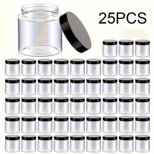 TEMU 25개 4oz BPA 프리 플라스틱 병 뚜껑 및 라벨 포함 - 투명 라운드 다용도 용기, 플립탑, 손세척 가능, 로션, 크림, 슬라임, 화장품, 비즈, 샘플 및 여행용 보관에 적합 - 재사용 가능, 전기 필요 없음|슬라임