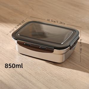 TEMU 1개 스테인리스 스틸 식품 보관 용기 - 스냅온 뚜껑, 적층 가능, 식기세척기 사용 가능, 누수 방지 - 점심, 남은 음식, 냉장고용, 여행용 - 내구성 강한 201 스테인리스 구조 - 공간 절약형 디자인, 가정 및 이동용, 튼튼한 구성, 메일 프렙 박스, 사무실 도시락