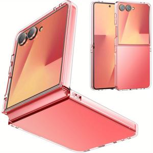 TEMU 삼성 갤럭시 Z 플립 7 호환 슬림 폰 케이스 커버 - 투명, 충격 방지 및 스크래치 방지