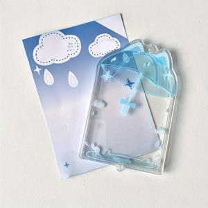 TEMU 핑크 리본 & 별 디자인의 3인치 아크릴 포토카드 홀더 - 귀여운 쿠폰 아이돌 사진 프레임, 데스크탑 장식용 내구성 있는 PVC 카드 디스플레이, K팝 팬을 위한 완벽한 선물, 팬 상품, 재미있는 디자인, 투명 소재
