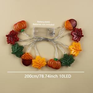 TEMU 1개, 단풍잎 호박 솔방울 혼합 스타일 스트링 조명, 추수감사절 장식, 200cm/78.74인치 10LED, 추수감사절 조명, 할로윈, 가을 장식, 배터리 작동, 추수감사절, 크리스마스, 휴일, 가을(배터리 미포함)