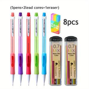 TEMU 8개 세트 컬러풀 기계식 자동 연필, 새 학년용, 색상 연필심과 지우개 장착, 교사나 학생에게 일상 쓰기, 그리기, 사무용 문구류 및 미세한 필기 도구로 적합
