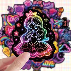 TEMU 50개 생동감 넘치는 네온 스티커 - 물병, 노트북, 기타, 자전거, , 스케이트보드, 헬멧, 수하물, 저널, 노트북, 태블릿용 컬러풀 만화 캐릭터 데칼 - DIY 스크랩북 & 미적 장식, 노트북 장식 | 만화 캐릭터 스티커 | 광택 마감 스티커, 귀여운 스티커|자전거헬멧